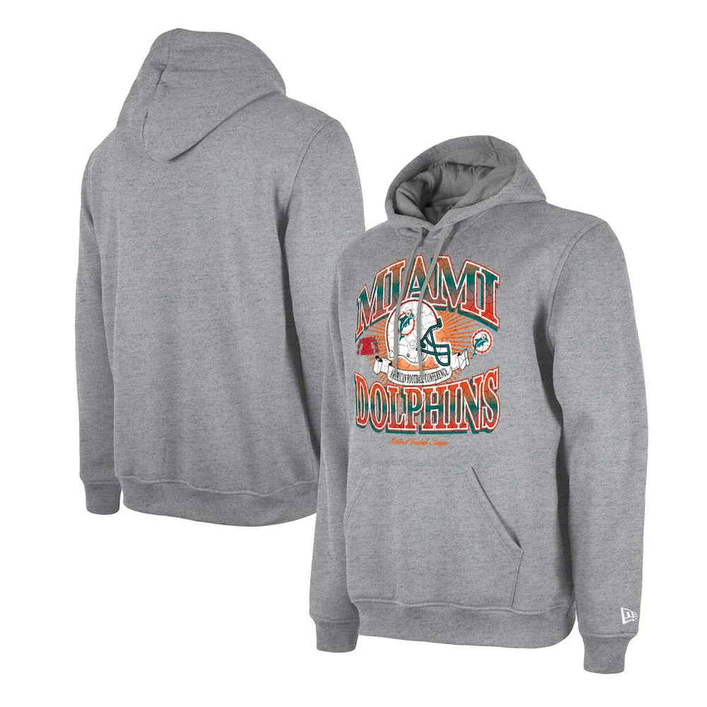Miami Dolphins New Era Retro Pullover Hoodie Heather Gray