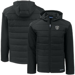 Las Vegas Raiders Cutter & Buck Big & Tall Evoke Hybrid Eco Softshell Recycled Full-Zip Hooded Jacket Black