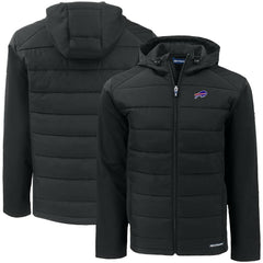 Buffalo Bills Cutter & Buck Big & Tall Evoke Hybrid Eco Softshell Recycled Full-Zip Hooded Jacket Black