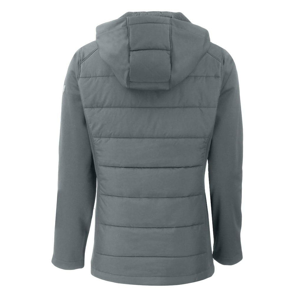 Pittsburgh Steelers Cutter & Buck Women's Evoke PrimaLoft Hybrid Eco Softshell Recycled Full-Zip Hooded Jacket Gray