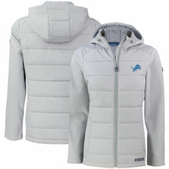 Detroit Lions Cutter & Buck Women's Evoke PrimaLoft Hybrid Eco Softshell Recycled Full-Zip Hooded Jacket Gray