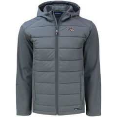 Denver Broncos Cutter & Buck Evoke PrimaLoft Hybrid Eco Softshell Recycled Full-Zip Hooded Jacket Gray