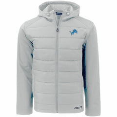 Detroit Lions Cutter & Buck Evoke PrimaLoft Hybrid Eco Softshell Recycled Full-Zip Hooded Jacket Gray