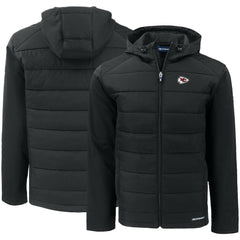 Kansas City Chiefs Cutter & Buck Evoke PrimaLoft Hybrid Eco Softshell Recycled Full-Zip Hooded Jacket Black