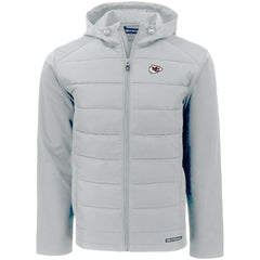 Kansas City Chiefs Cutter & Buck Evoke PrimaLoft Hybrid Eco Softshell Recycled Full-Zip Hooded Jacket Gray