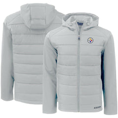 Pittsburgh Steelers Cutter & Buck Evoke PrimaLoft Hybrid Eco Softshell Recycled Full-Zip Hooded Jacket Gray