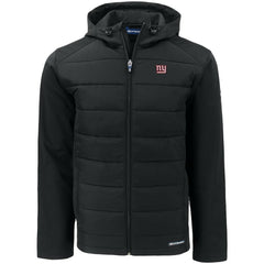 New York Giants Cutter & Buck Evoke PrimaLoft Hybrid Eco Softshell Recycled Full-Zip Hooded Jacket Black