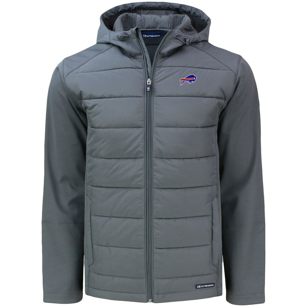 Buffalo Bills Cutter & Buck Evoke PrimaLoft Hybrid Eco Softshell Recycled Full-Zip Hooded Jacket Gray