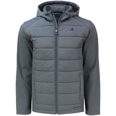 Buffalo Bills Cutter & Buck Evoke PrimaLoft Hybrid Eco Softshell Recycled Full-Zip Hooded Jacket Gray