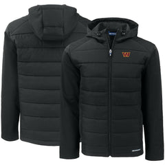 Washington Commanders Cutter & Buck Evoke PrimaLoft Hybrid Eco Softshell Recycled Full-Zip Hooded Jacket Black