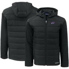 Buffalo Bills Cutter & Buck Evoke PrimaLoft Hybrid Eco Softshell Recycled Full-Zip Hooded Jacket Black