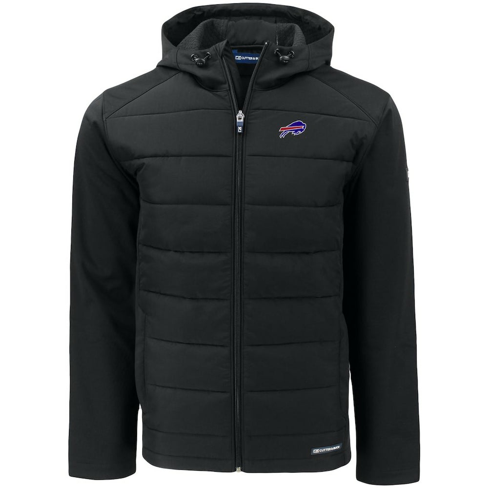 Buffalo Bills Cutter & Buck Evoke PrimaLoft Hybrid Eco Softshell Recycled Full-Zip Hooded Jacket Black