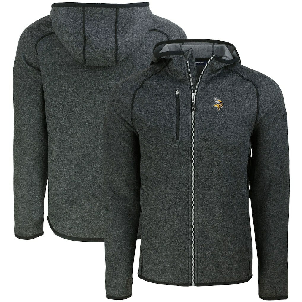 Minnesota Vikings Cutter & Buck Mainsail Full-Zip Hooded Jacket Heather Charcoal