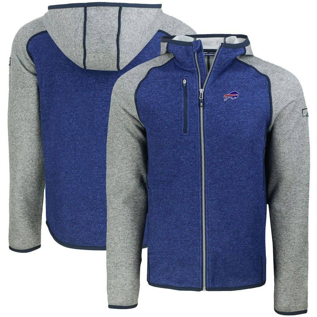 Buffalo Bills Cutter & Buck Mainsail Full-Zip Hooded Jacket Heather Royal