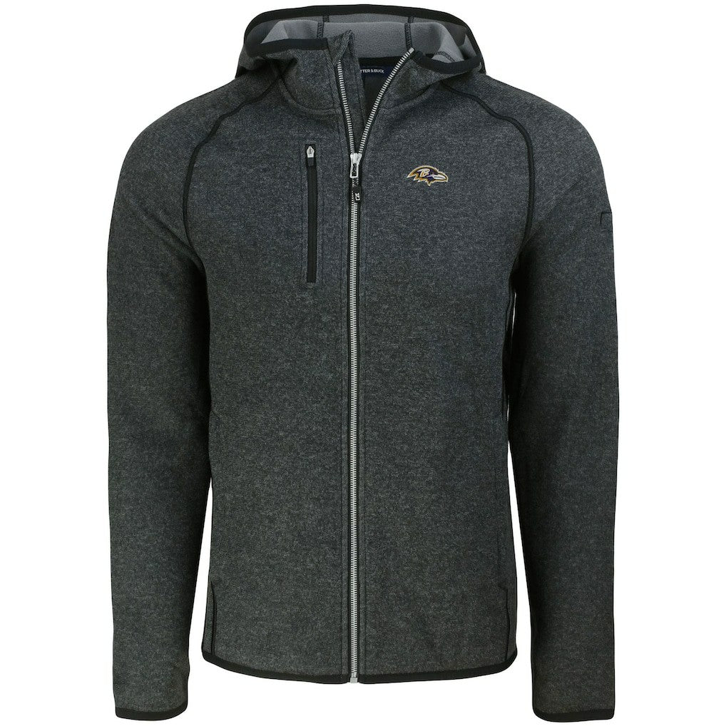 Baltimore Ravens Cutter & Buck Mainsail Full-Zip Hooded Jacket Heather Charcoal