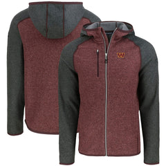Washington Commanders Cutter & Buck Mainsail Full-Zip Hooded Jacket Heather Burgundy