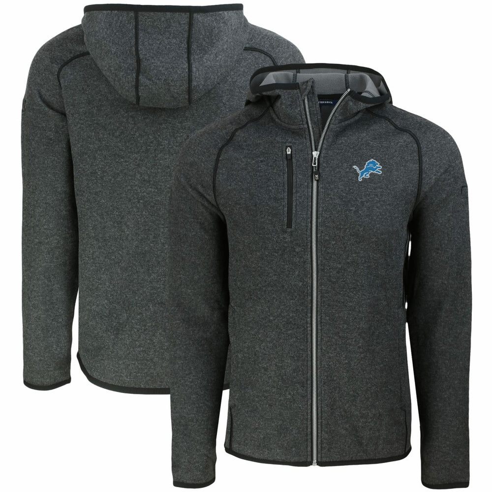 Detroit Lions Cutter & Buck Mainsail Full-Zip Hooded Jacket Heather Charcoal
