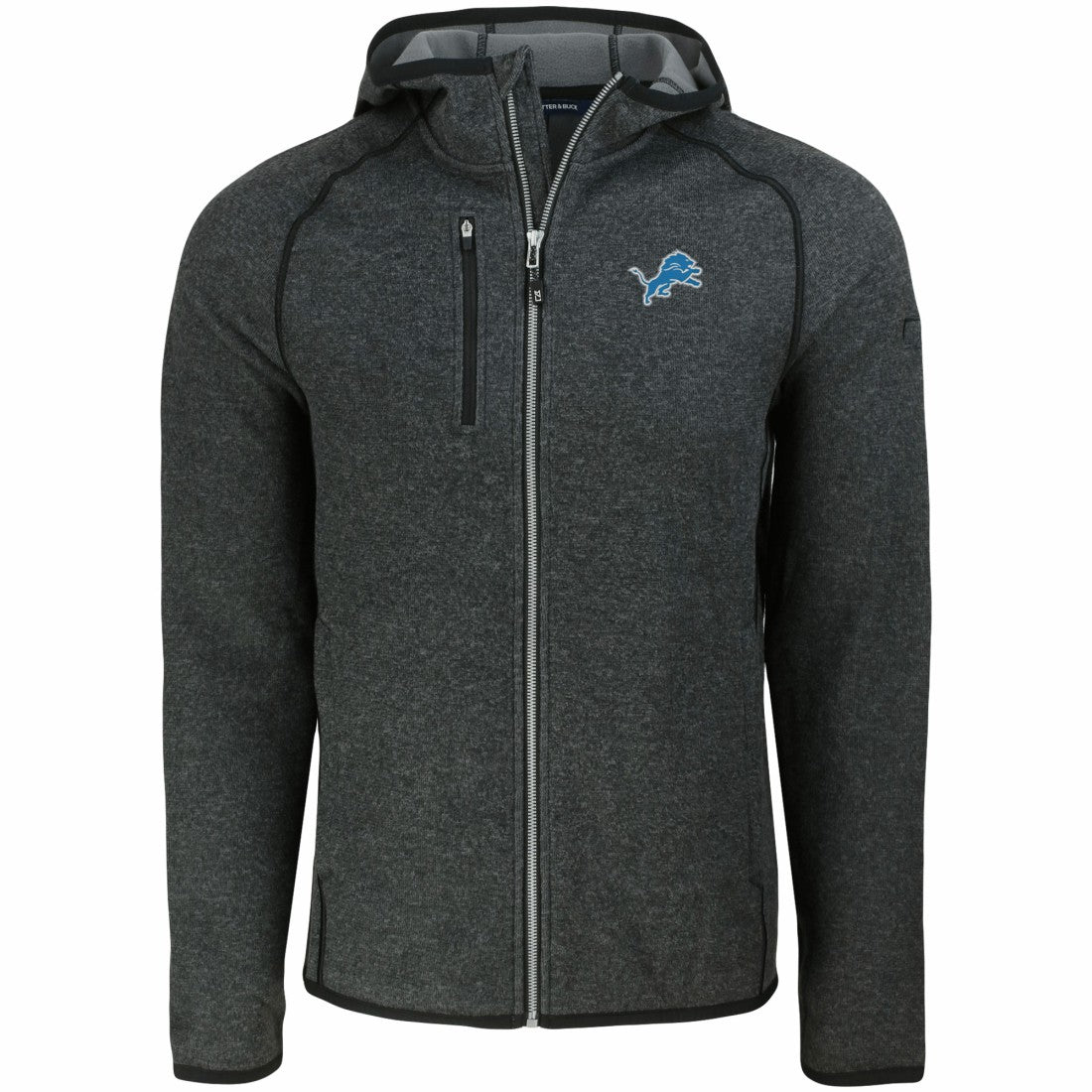 Detroit Lions Cutter & Buck Mainsail Full-Zip Hooded Jacket Heather Charcoal