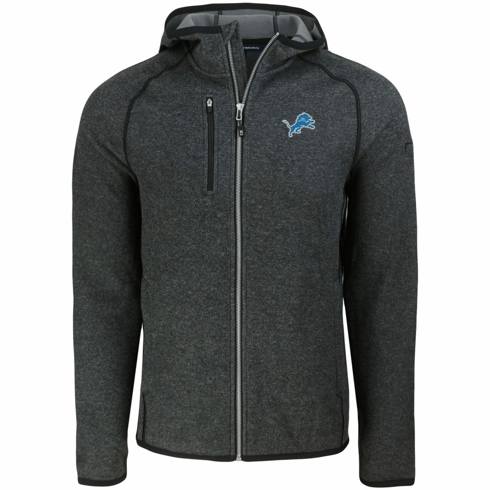 Detroit Lions Cutter & Buck Mainsail Full-Zip Hooded Jacket Heather Charcoal