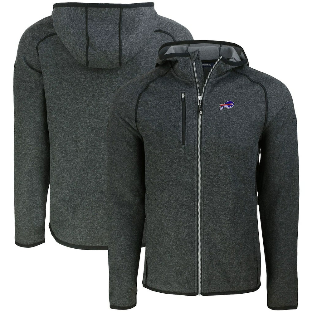 Buffalo Bills Cutter & Buck Mainsail Full-Zip Hooded Jacket Heather Charcoal