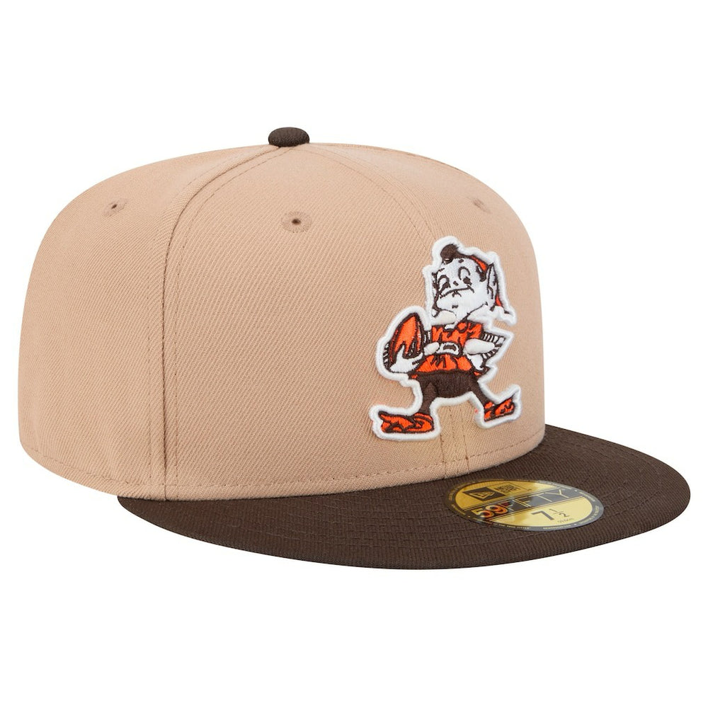 Cleveland Browns New Era Throwback Logo Main 59FIFTY Fitted Hat Tan