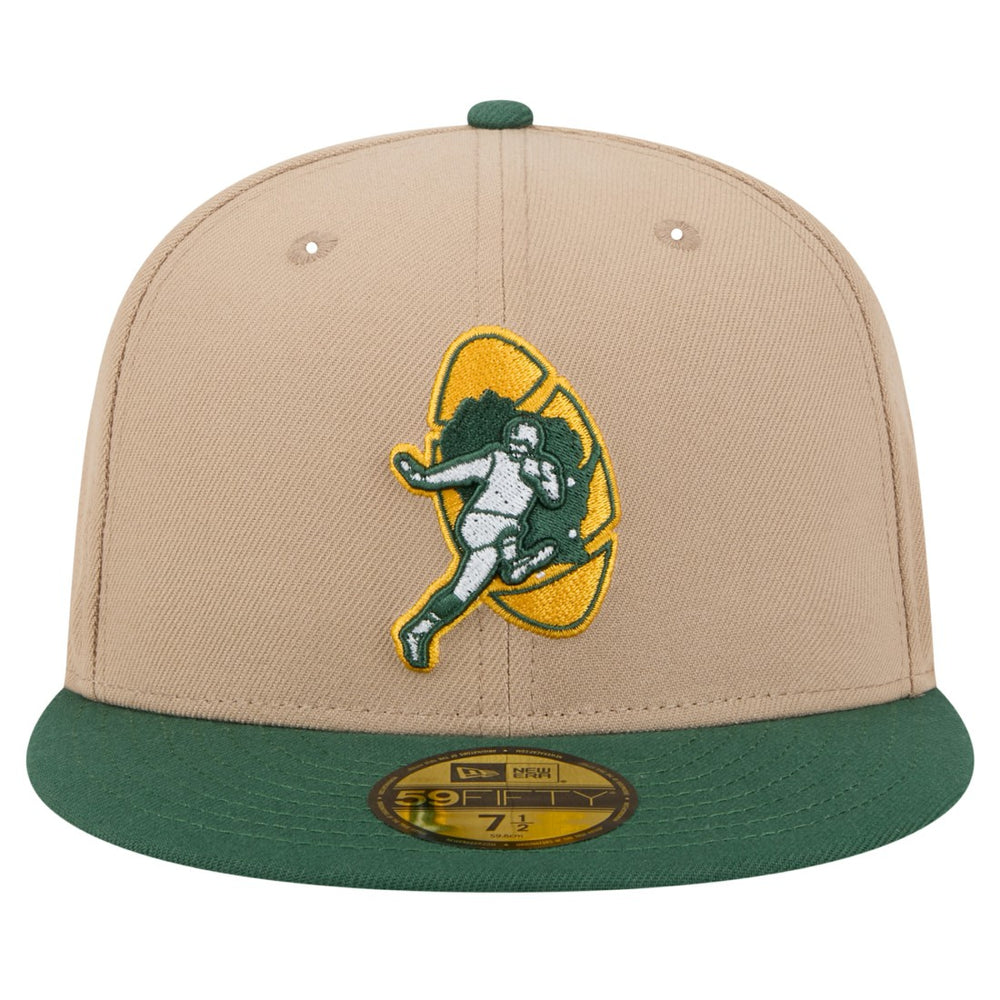Green Bay Packers New Era Throwback Logo Main 59FIFTY Fitted Hat Tan