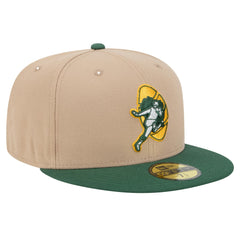 Green Bay Packers New Era Throwback Logo Main 59FIFTY Fitted Hat Tan