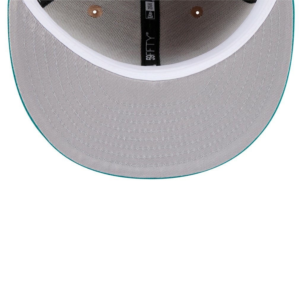 Miami Dolphins New Era Throwback Logo Main 59FIFTY Fitted Hat Tan