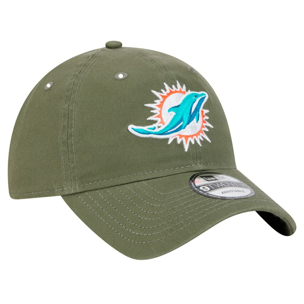 Miami Dolphins New Era Main 9TWENTY Adjustable Hat Olive