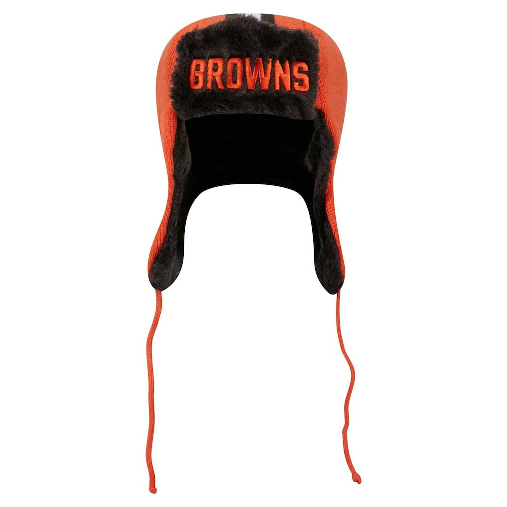 Cleveland Browns New Era Helmet Head Trapper Knit Hat Orange