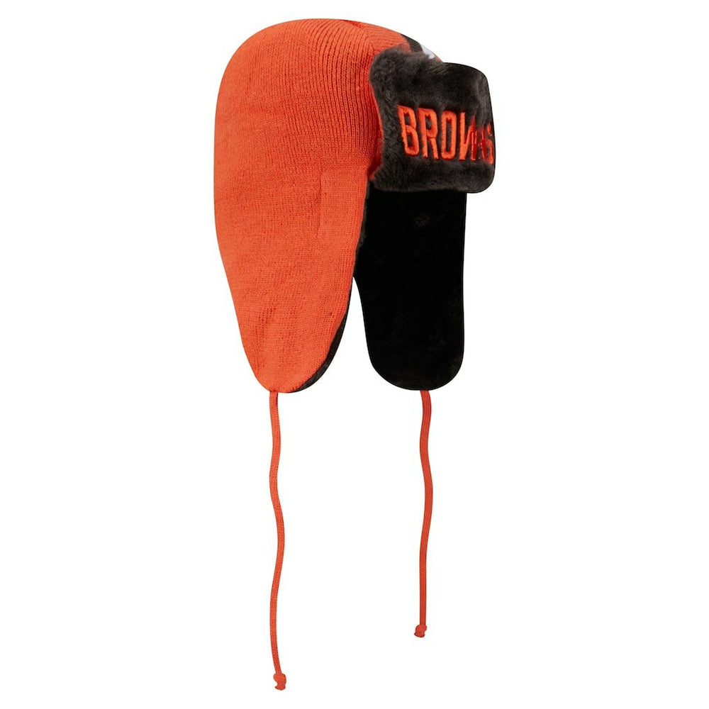 Cleveland Browns New Era Helmet Head Trapper Knit Hat Orange