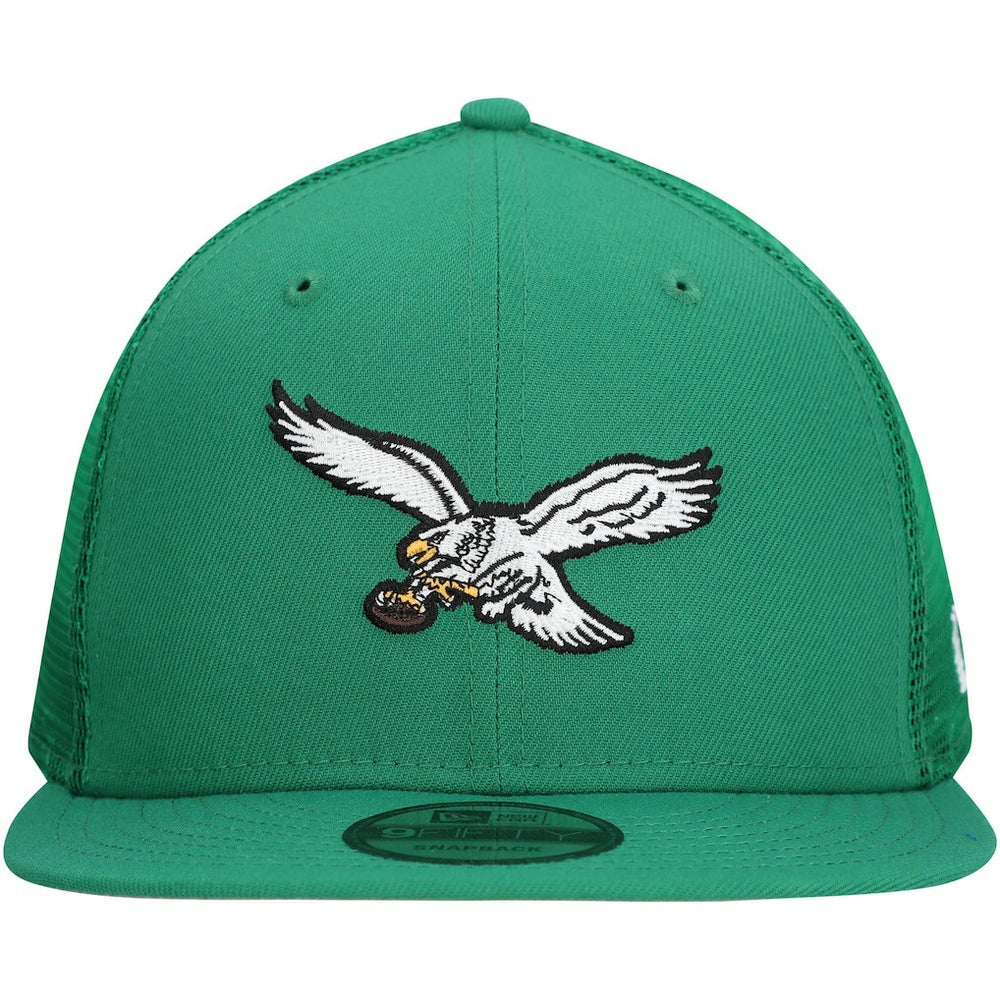 Philadelphia Eagles New Era Throwback Main Trucker 9FIFTY Snapback Hat Kelly Green