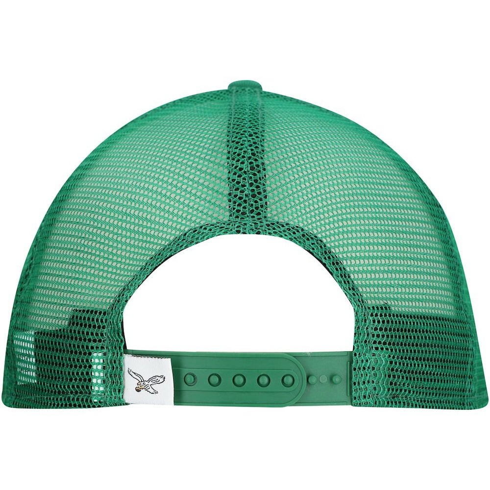 Philadelphia Eagles New Era Throwback Main Trucker 9FIFTY Snapback Hat Kelly Green