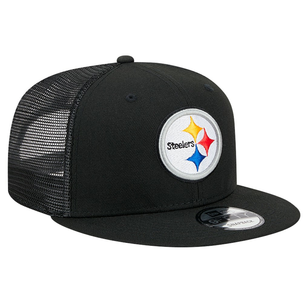 Pittsburgh Steelers New Era Main Trucker 9FIFTY Snapback Hat Black
