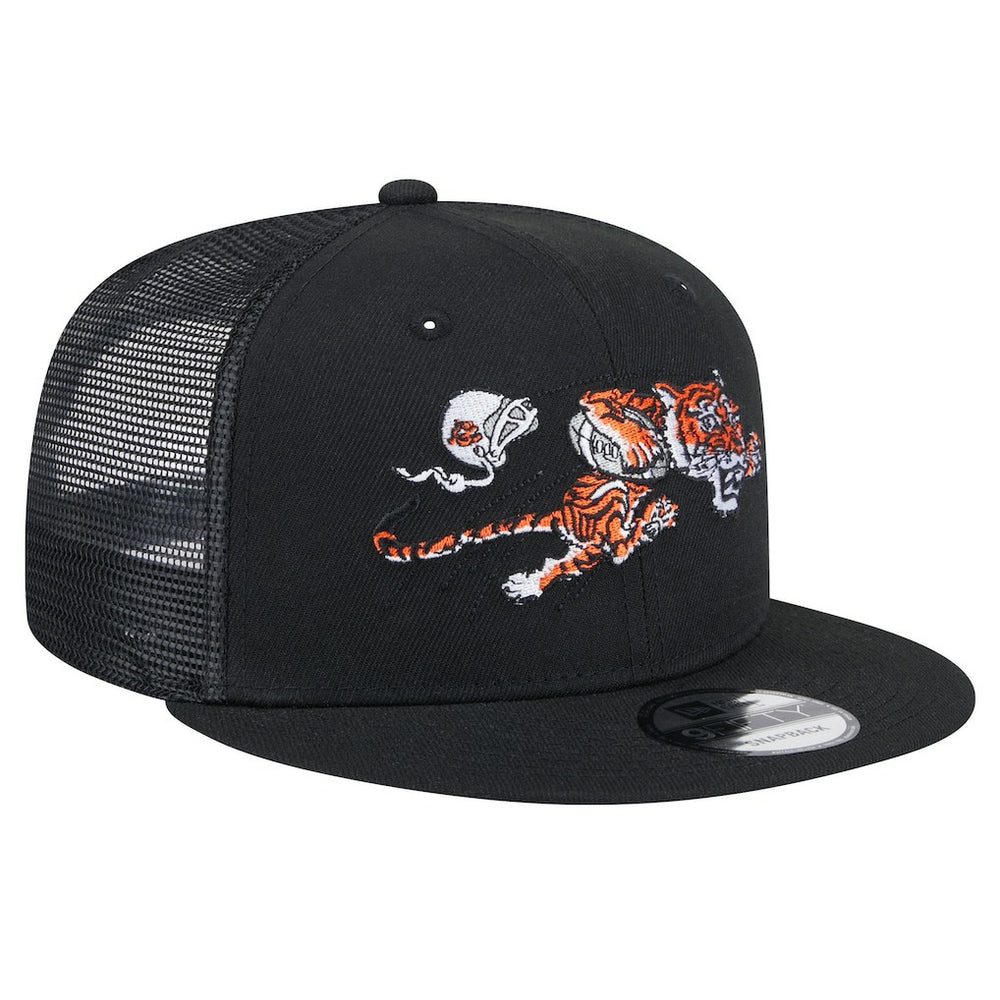 Cincinnati Bengals New Era Throwback Main Trucker 9FIFTY Snapback Hat Black
