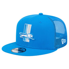 Detroit Lions New Era Throwback Main Trucker 9FIFTY Snapback Hat Blue