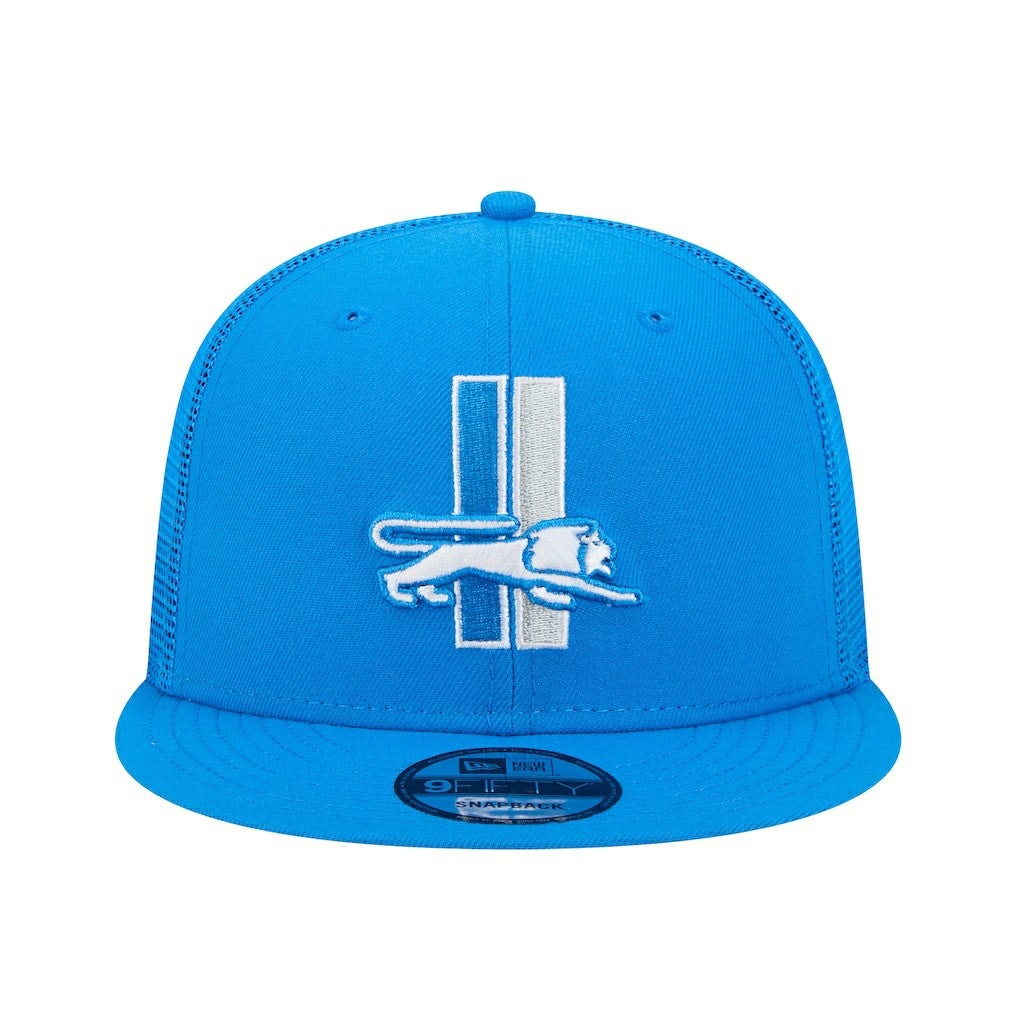 Detroit Lions New Era Throwback Main Trucker 9FIFTY Snapback Hat Blue