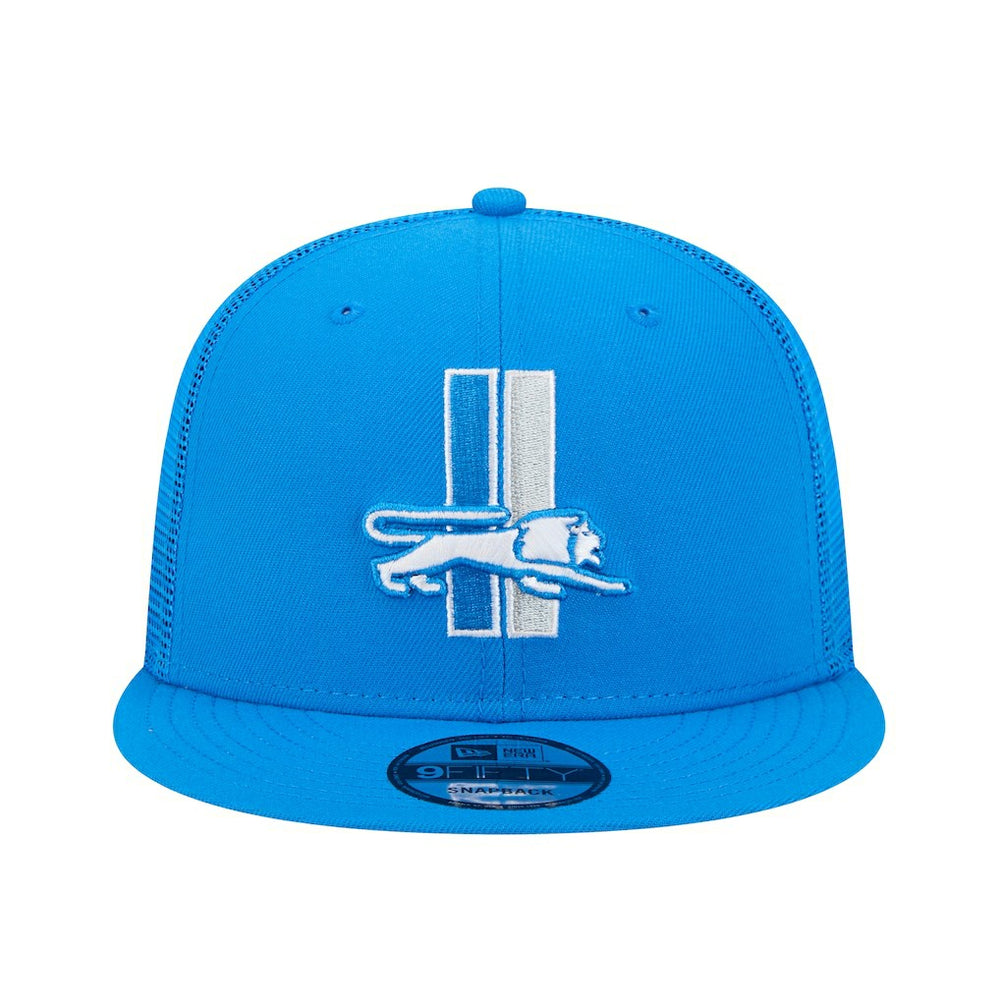 Detroit Lions New Era Throwback Main Trucker 9FIFTY Snapback Hat Blue