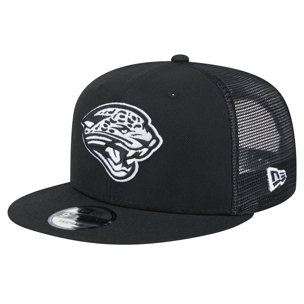 New Era Jacksonville Jaguars Black Main Trucker 9FIFTY Snapback Hat