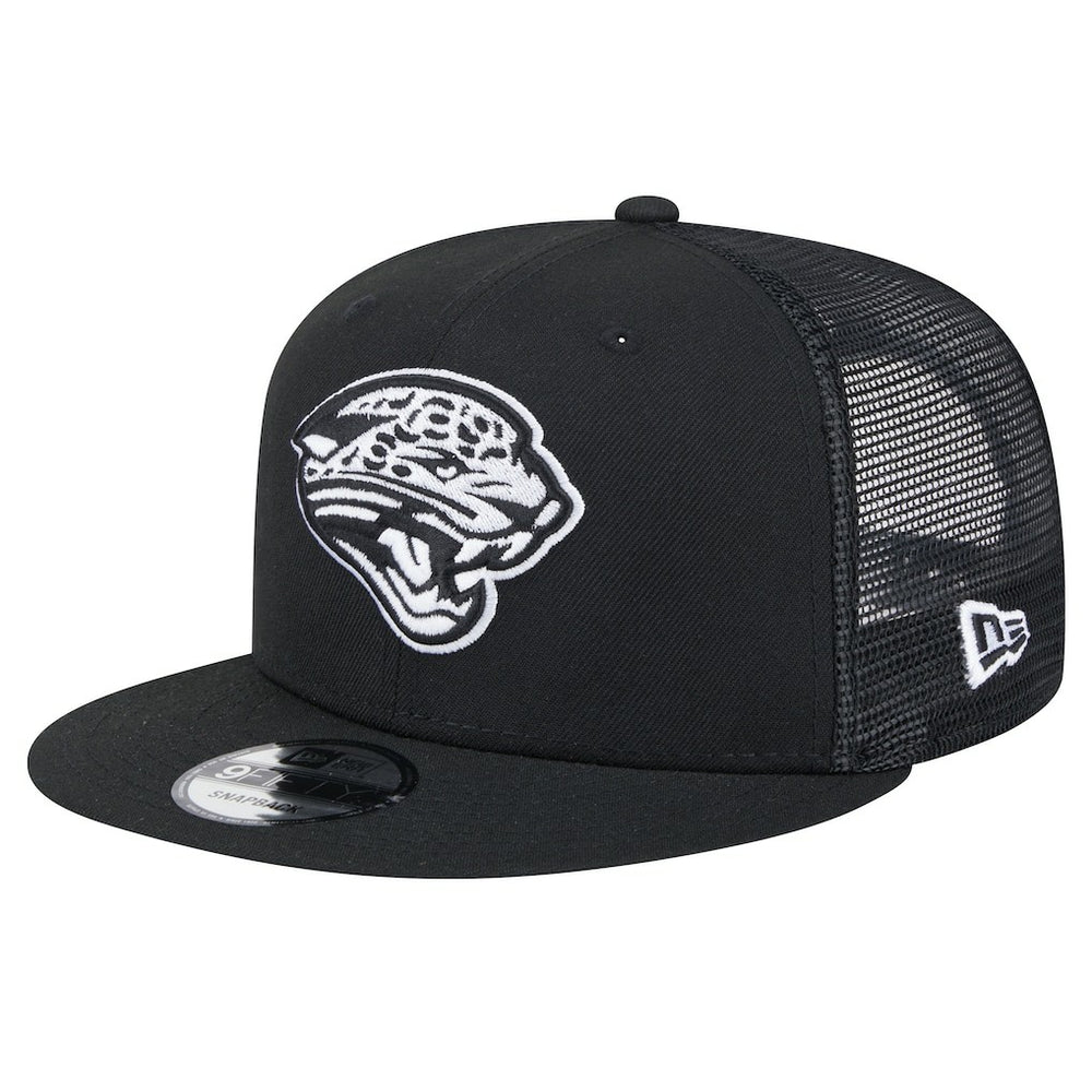 New Era Jacksonville Jaguars Black Main Trucker 9FIFTY Snapback Hat