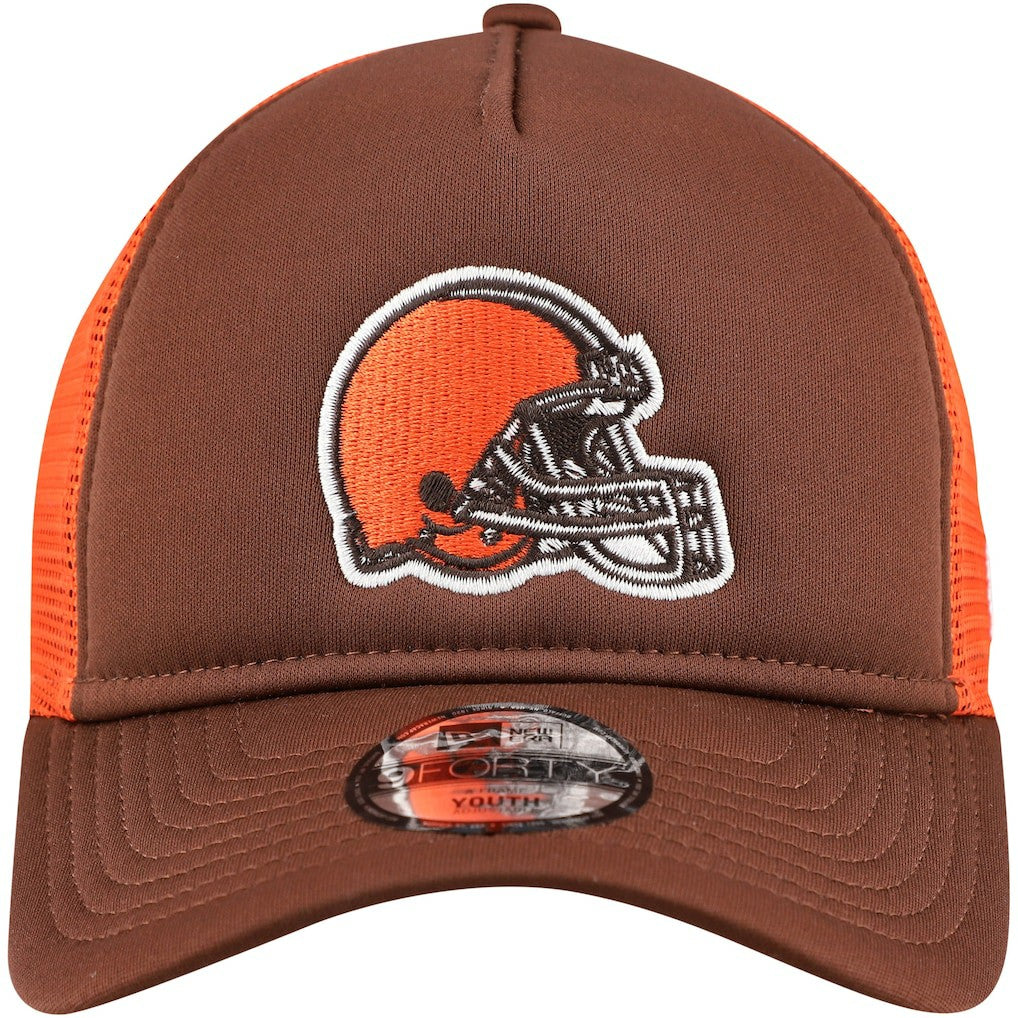Cleveland Browns New Era Youth A-Frame 9FORTY Trucker Adjustable Hat Brown