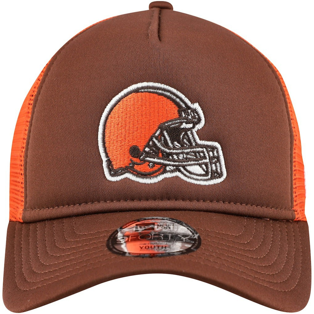 Cleveland Browns New Era Youth A-Frame 9FORTY Trucker Adjustable Hat Brown