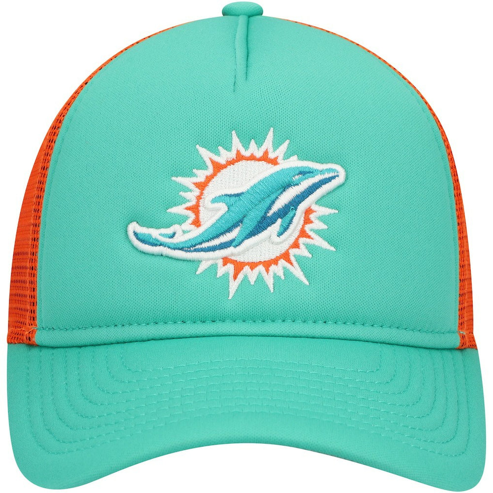 Miami Dolphins New Era Youth A-Frame 9FORTY Trucker Adjustable Hat Aqua