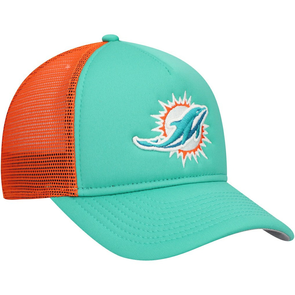 Miami Dolphins New Era Youth A-Frame 9FORTY Trucker Adjustable Hat Aqua