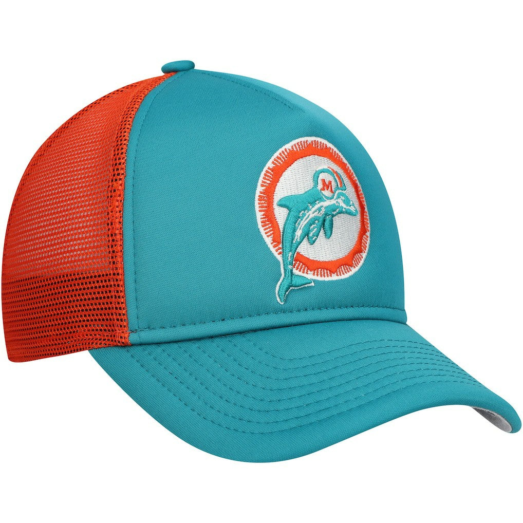 Miami Dolphins New Era Youth A-Frame 9FORTY Trucker Adjustable Hat Aqua