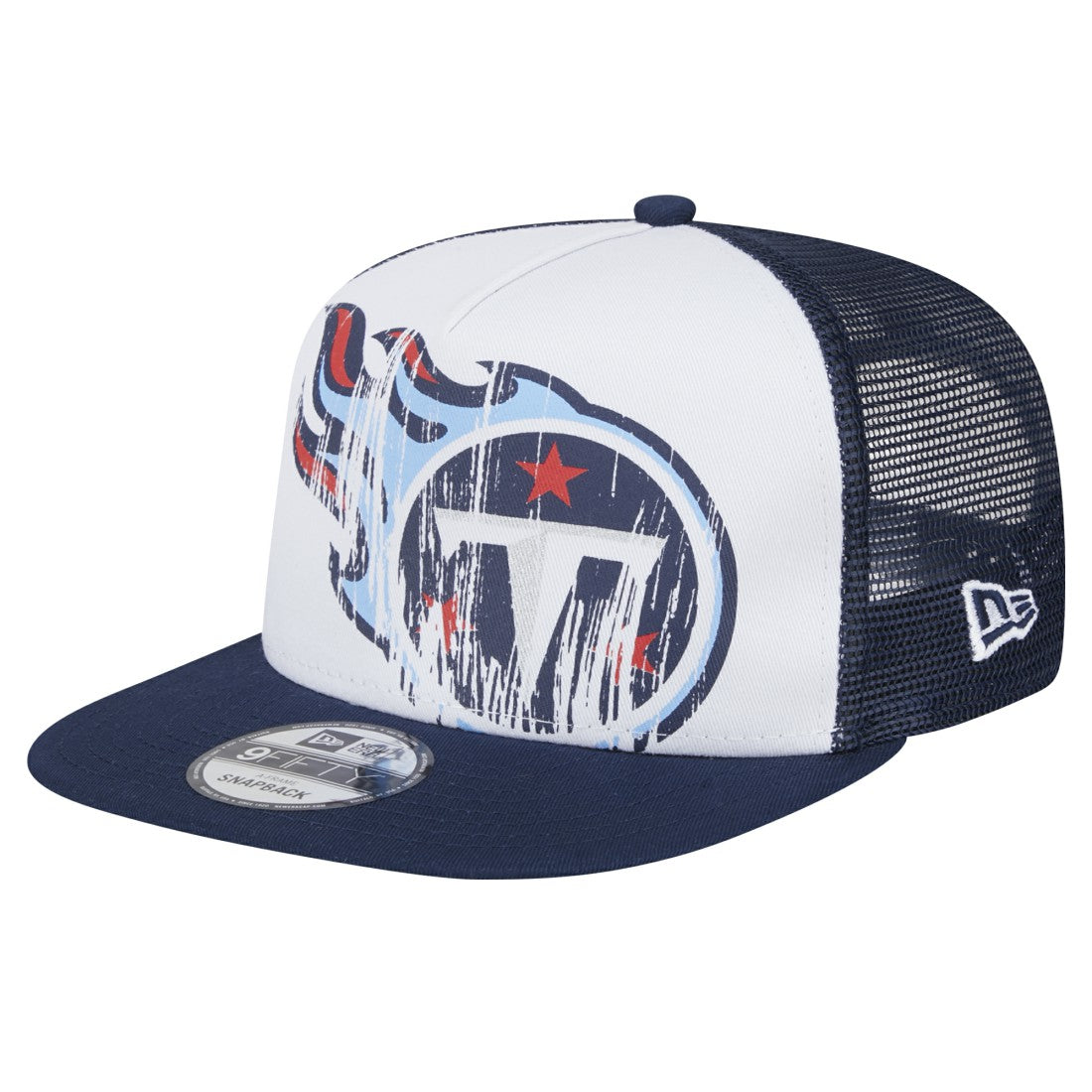 Tennessee Titans New Era Youth Distressed 9FIFTY A-Frame Snapback Hat White/Navy