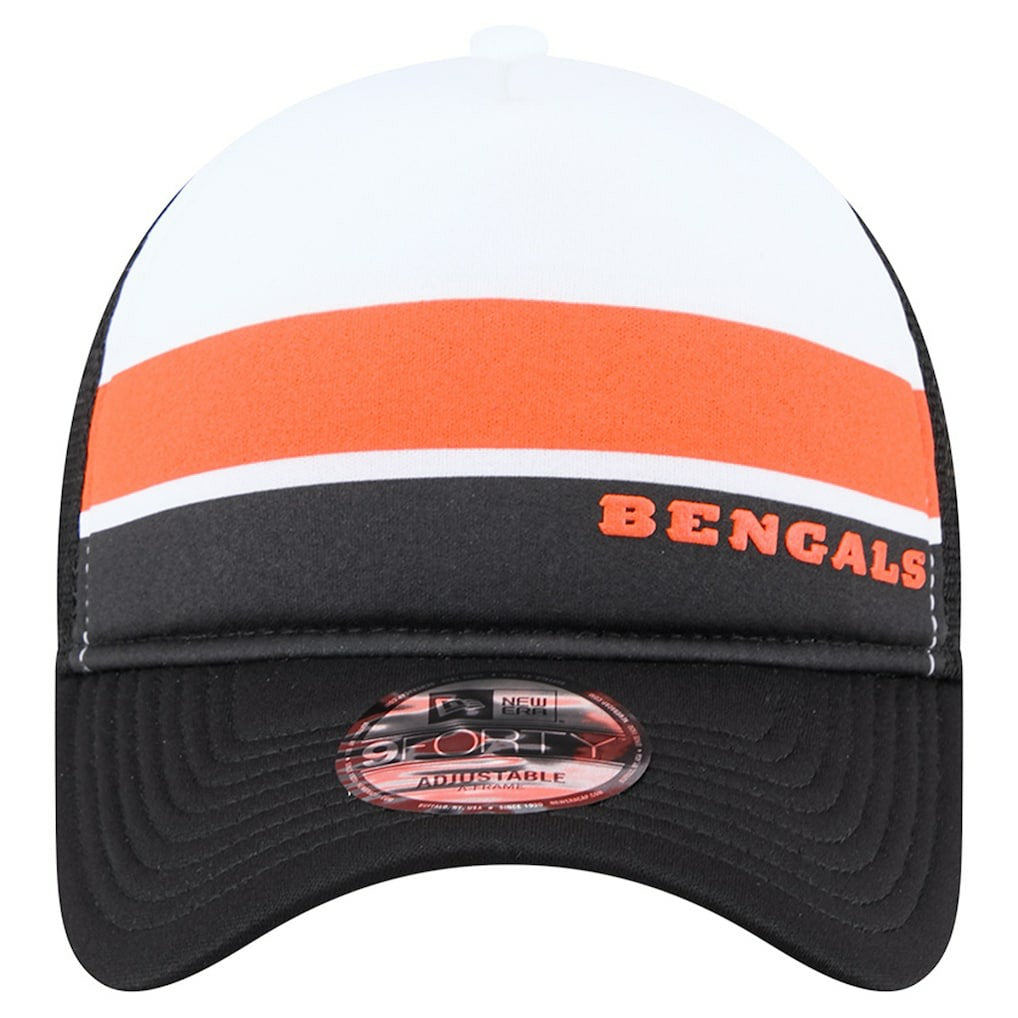 Cincinnati Bengals New Era Youth Sport Night Color Block 9FORTY A-Frame Trucker Adjustable Hat Black