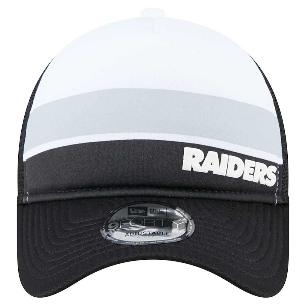 Las Vegas Raiders New Era Youth Sport Night Color Block 9FORTY A-Frame Trucker Adjustable Hat Black