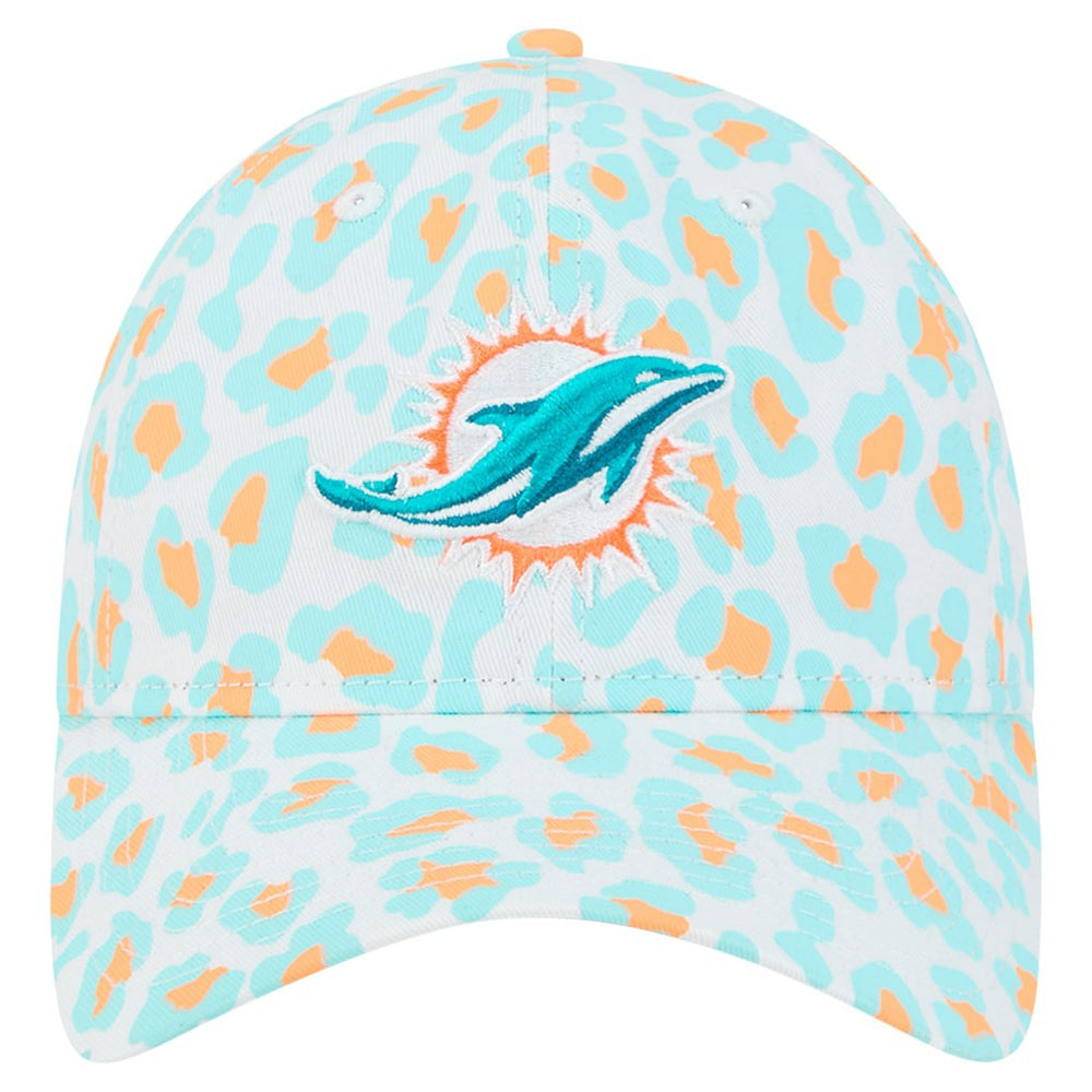 Miami Dolphins New Era Preschool Active Leopard 9TWENTY Adjustable Hat White