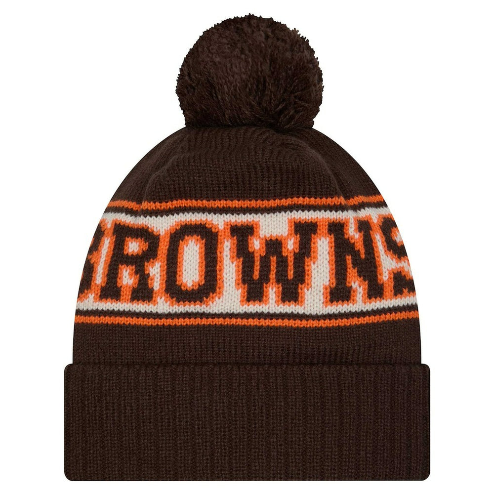 Cleveland Browns Youth New Era Retro Cuffed Knit Hat with Pom Brown